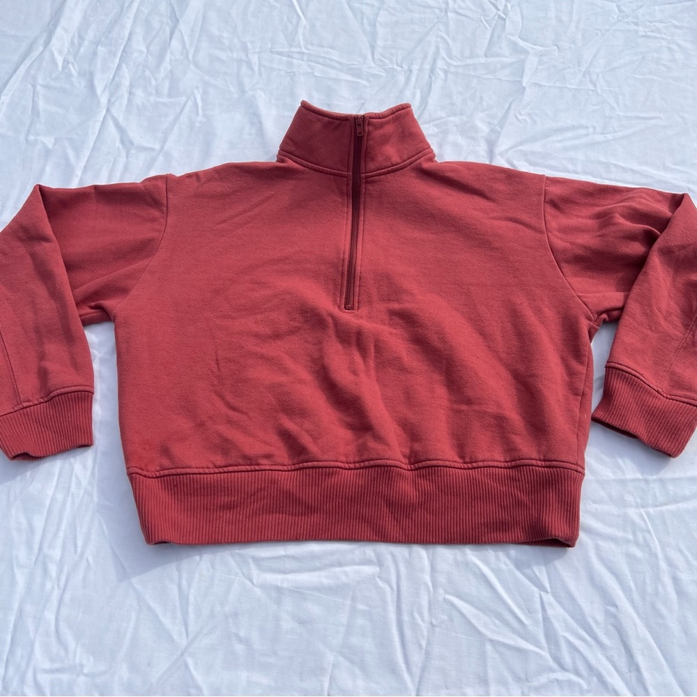 Oversized Cropped Quarter Zip Sweater